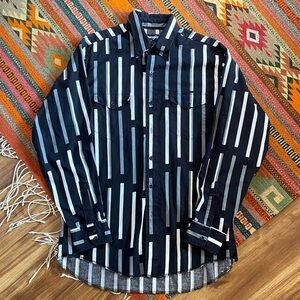 90s Wrangler Black and White Vertical Stripe Shirt